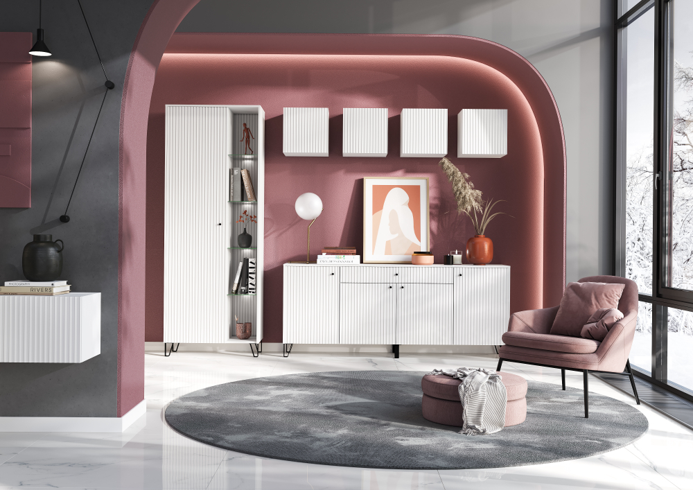 Шкаф навесной малый Оливия, Белый, Белый Глянец