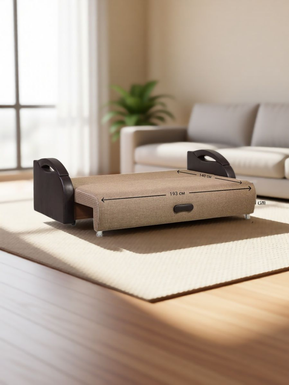 Диван прямой Юпитер Еврокнижка с бельевым ящиком, Ратибор Светлый (рогожка), 220 см