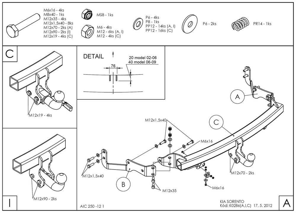 Фаркоп оцинкованный Galia K028A для Kia Sorento 2002-2009(паспорт и сертификат в комплекте)(без электрики)