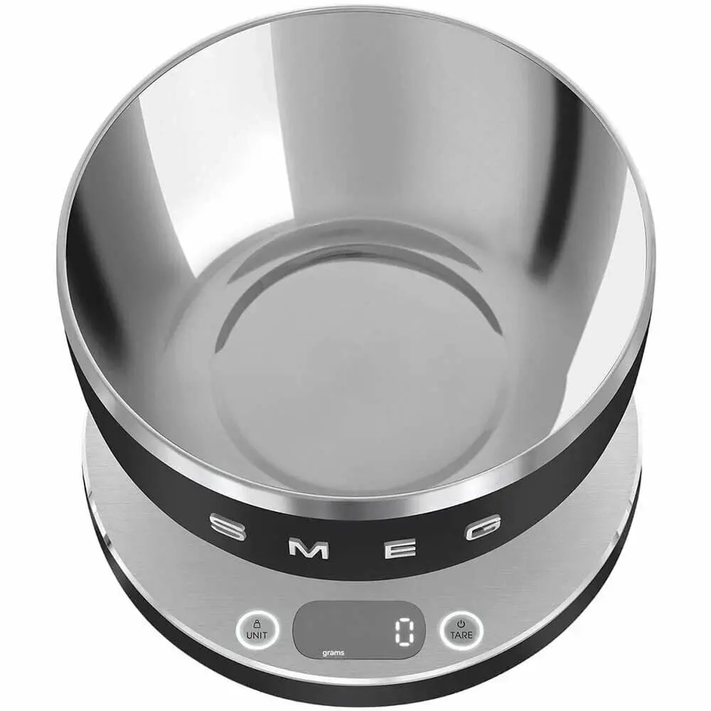 Кухонные весы SMEG, цифровые, максимальный вес 5 кг, шаг 1 г, цвет матовый черный (KSC01BLMWW)