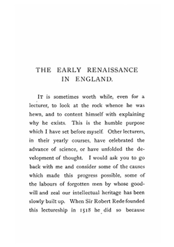 The Early Renaissance In England | Mandell Creighton