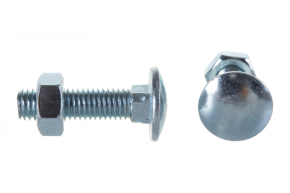 БОЛТ МЕБ. СТРОЙБАТ DIN 603 10X 40 С ГАЙКОЙ (БЕЛЫЙ ЦИНК 2 ШТ)