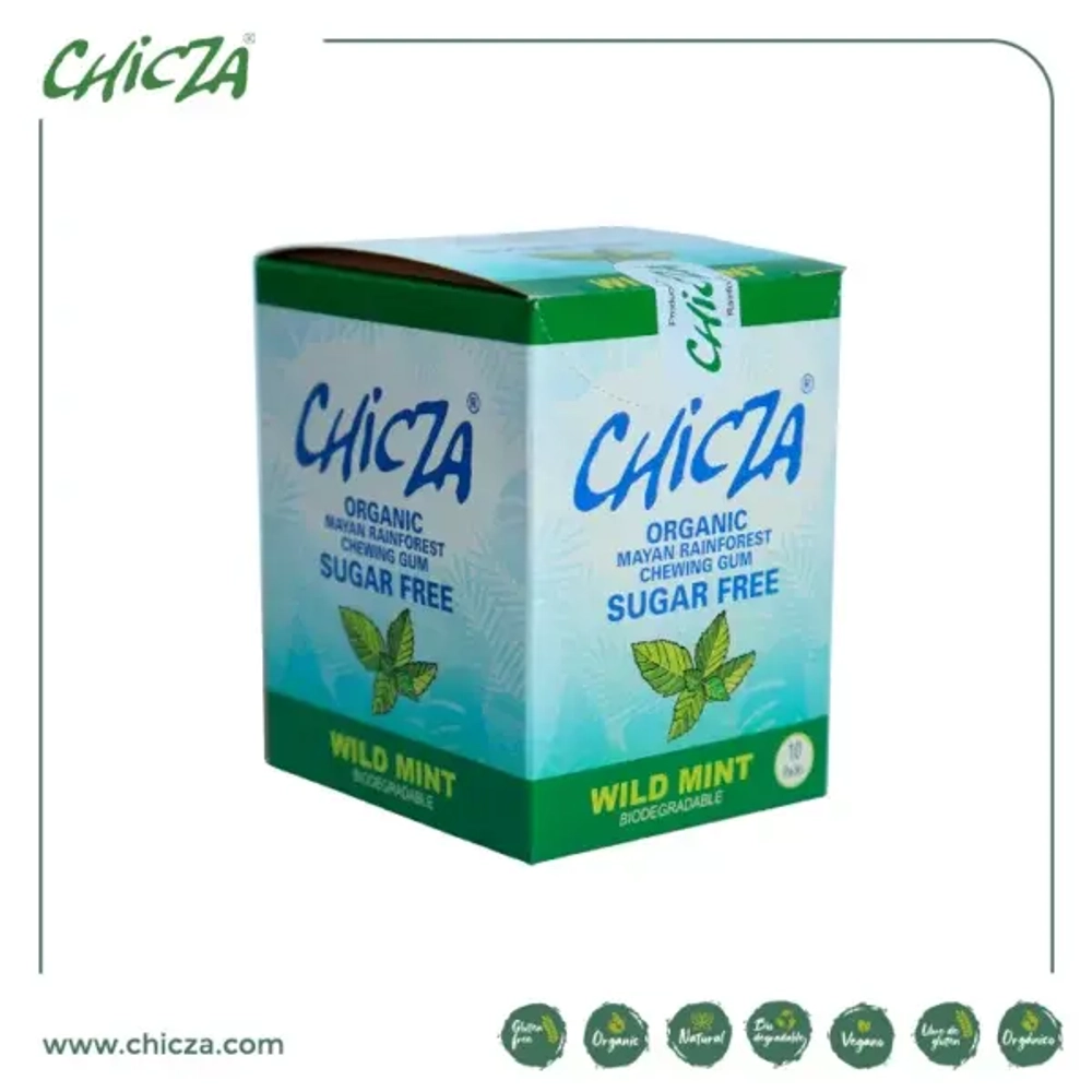 CHICZA ORGANIC Жевательная резинка органическая биоразлагаемая со вкусом дикой мяты без сахара 10 Х 30г