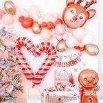 Шар с клапаном (14"/36 см) Мини-фигура, Леденец трость, Красный