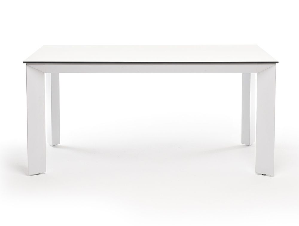 "Венето" обеденный стол из HPL 160х80см, цвет молочный, каркас белый
