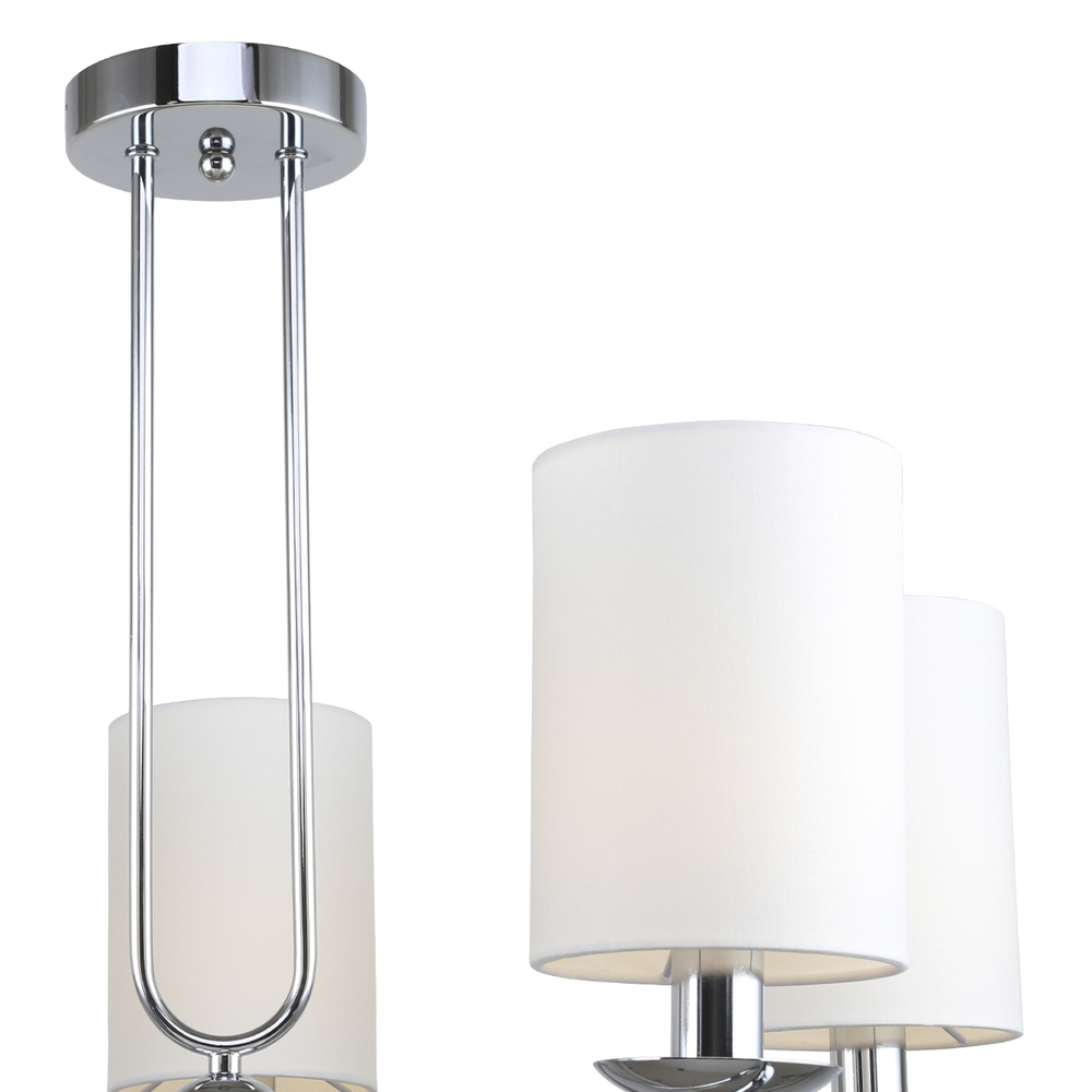 Светильник на штанге 5x40Вт E14,  металл/ткань, хром/белый плафон