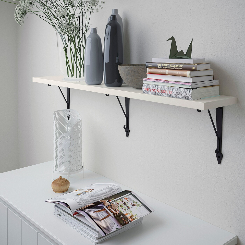 Настенная полка IKEA BERGSHULT / KROKSHULT, Белый / антрацит, 120х20 см