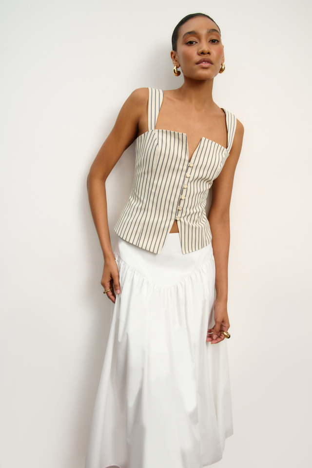 Юбка из хлопка миди с фигурной кокеткой