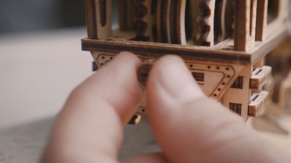 Паровозик "Чаг-Чаг" с рельсами от Wood Trick cборная модель, деревянный конструктор, 3D пазл