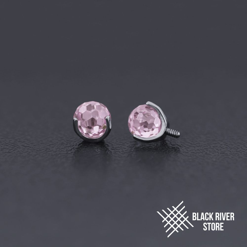 Ball 3-Prongs 4мм Faceted Pink