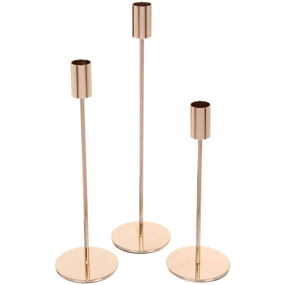 Подсвечники «IDEAL» 22 /27/32 см (набор 3 шт), Золото