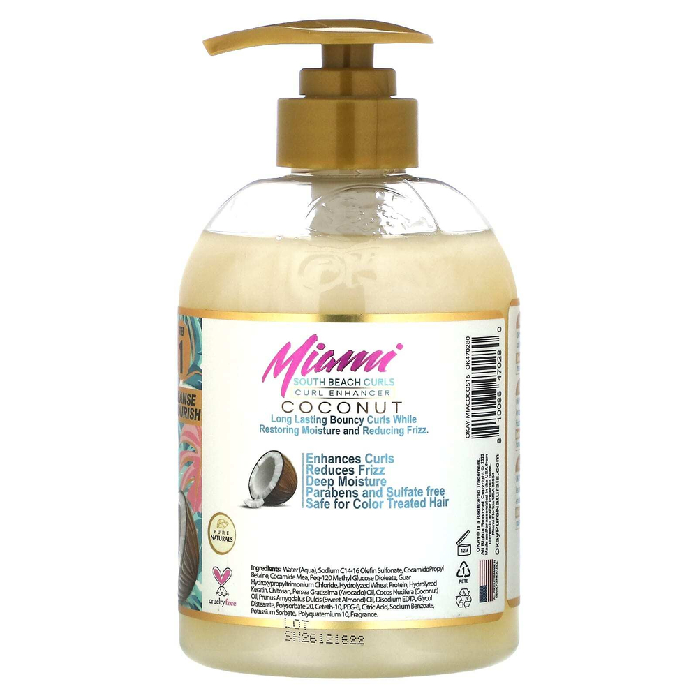 Okay Pure Naturals, Miami South Beach Curls, шампунь для улучшения локонов, кокос, 473 мл (16 унций)