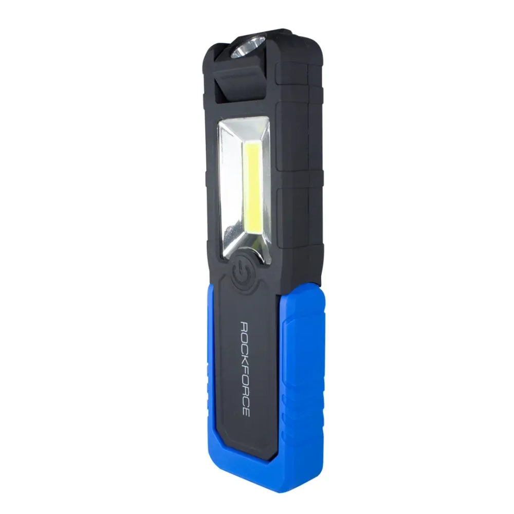 Лампа светодиодная аккумуляторная(5W COB+1W,магнит,180гр.,250Lm,2000mAh,USB провод,время раб.3ч,время заряд.2-3ч,защита гнезда зарядки) RockForce##Rock FORCE RF-F-01402