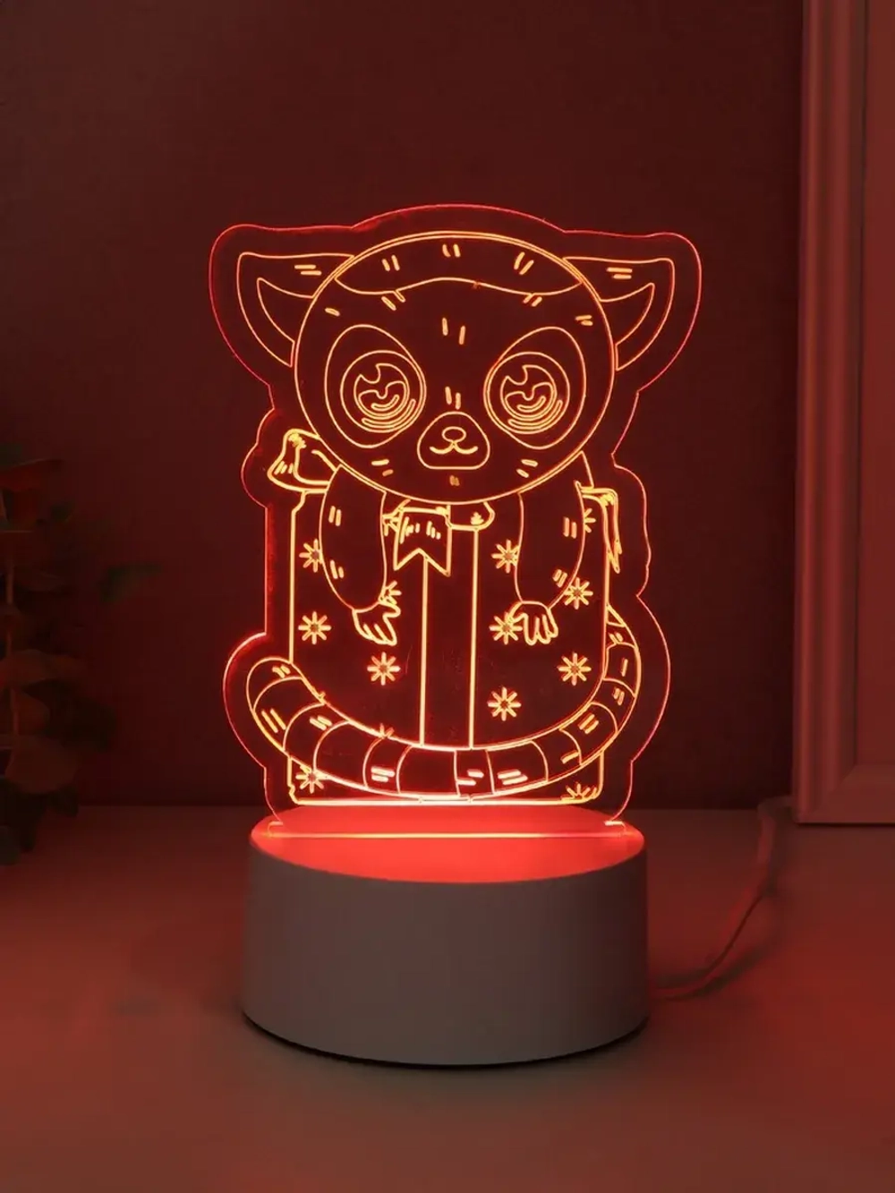 Светильник "Лемур на подарке" LED RGB от сети RISALUX 9,5х11