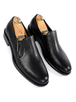 Черные мужские туфли из дышащей кожи V590чер Vorsh