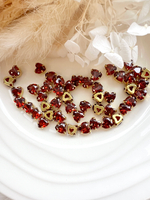 Фианит сердце 6*6 мм, Гранат (оправа золото)