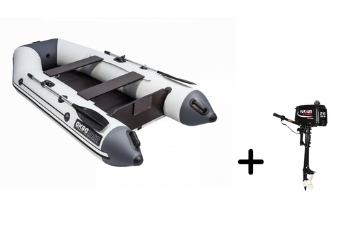 Аква-2900 СКК СЕРЫЙ/ГРАФИТ слань-книжка киль + PARSUN T 2.6 BMS (комплект лодка + мотор)