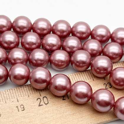 "Майорка" бусины, цвет розовый, размер около 9,6 мм, цена за 10 шт (1/4 нити)