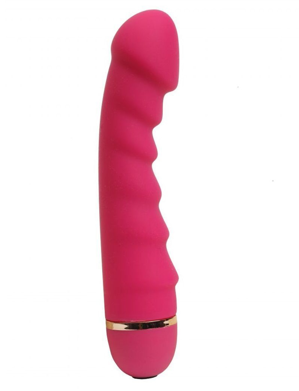 Ярко-розовый ребристый вибратор с 20 режимами вибрации - 16,5 см. (Цвет: ярко-розовый)