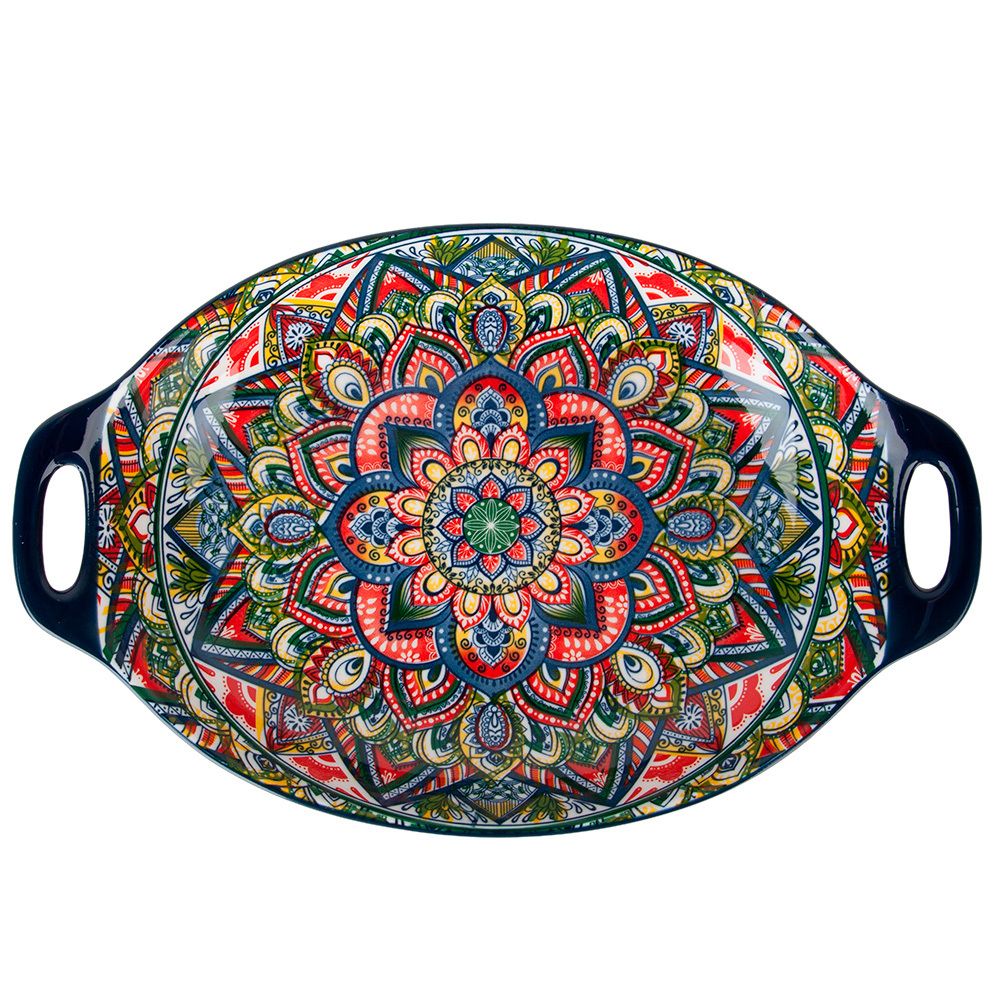 Блюдо с ручками "Arabesque" (синий) 31*20*5см (min6) (транспортная упаковка)