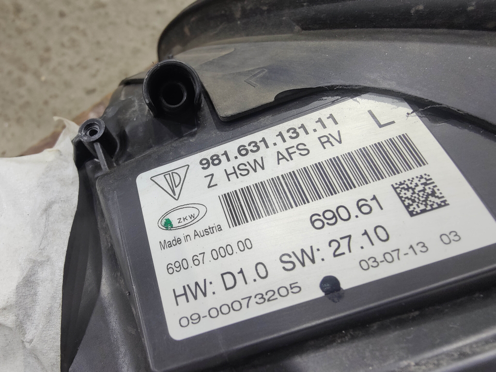 Фара левая ксенон AFS Boxster Cayman 981 13-16 Оригинал 981631131