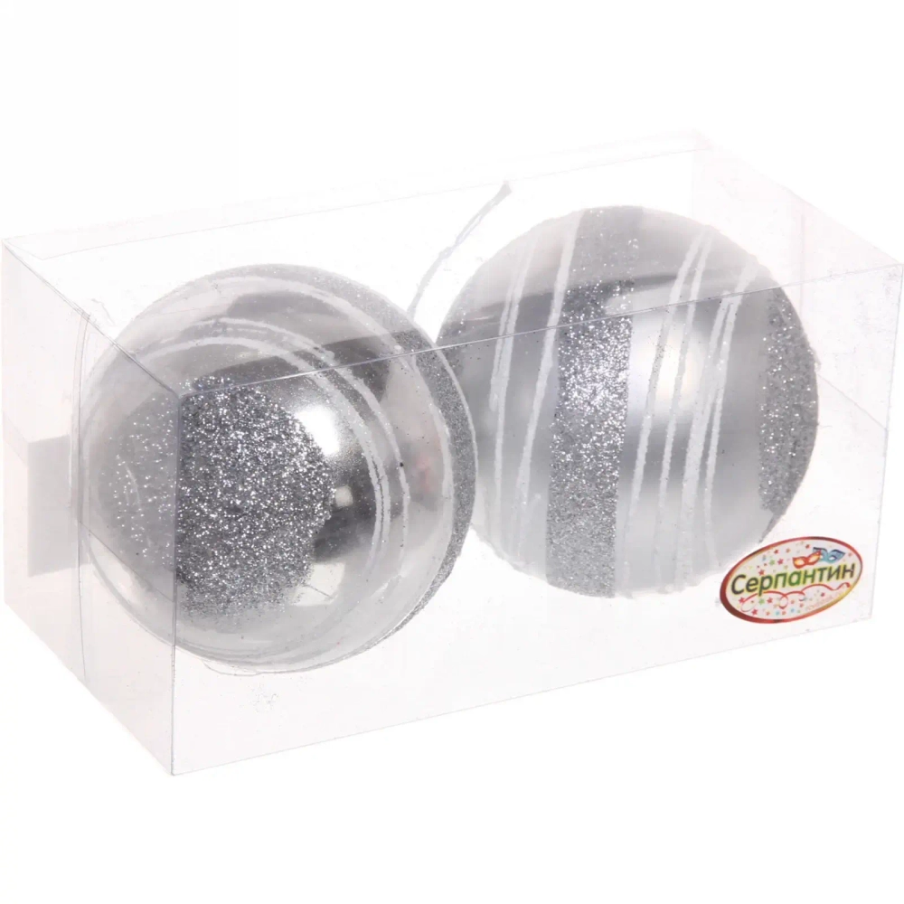 Новогодние шары 8 см (набор 2 шт) «Алмазная россыпь», Серебро