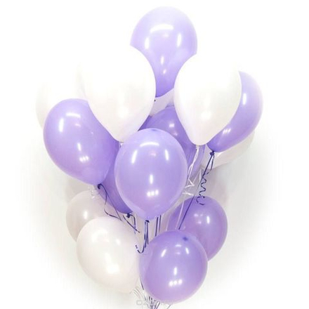 Шарики с гелием белые и светло-фиолетовые "Лиловая бабочка"