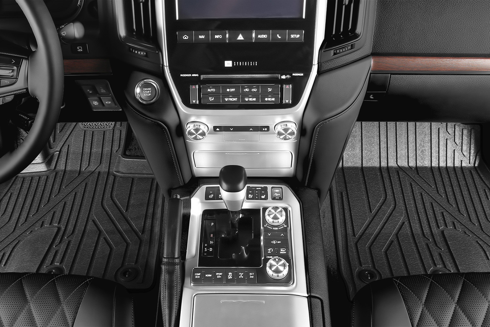 Коврики Premium, KVEST 3D в салон для TOYOTA LC 200, 2015- , 5 шт. (полиуретан, чёрные ковры с чёрным кантом) Kvest.KVESTTYT00001K