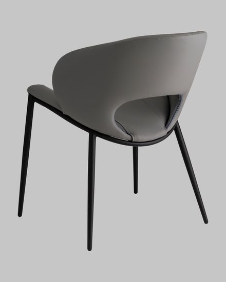 Стул Brown экокожа серая, черные ножки металл