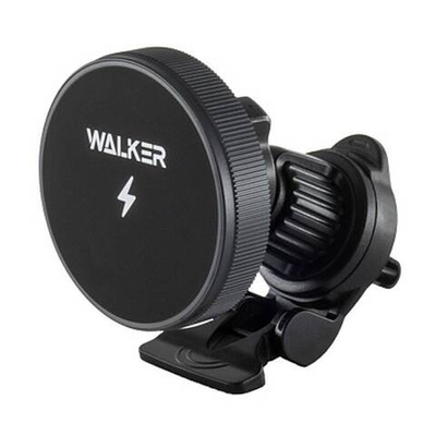 Автодержатель WALKER CX-055 магнитный на воздуховод, с беспроводным ЗУ, черный