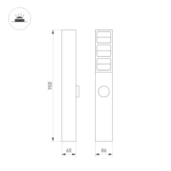 Светильник LGD-TILLIS-BOLL-SOCKET-H900-12W Warm3000 (GR, 92 deg, 230V) (Arlight, IP54 Металл, 3 года) 055038
