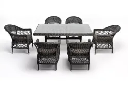 "Амароне" обеденная группа из искусственного ротанга на 6 персон, цвет графит
