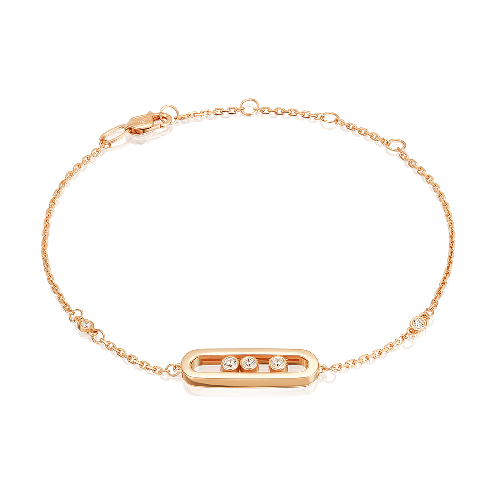 Браслет из красного золота с фианитами