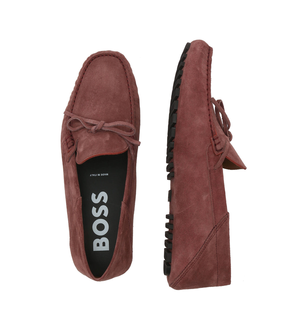 Кожаные мокасины driver_mocc_sdl BOSS BLACK - бордовый(50485520)