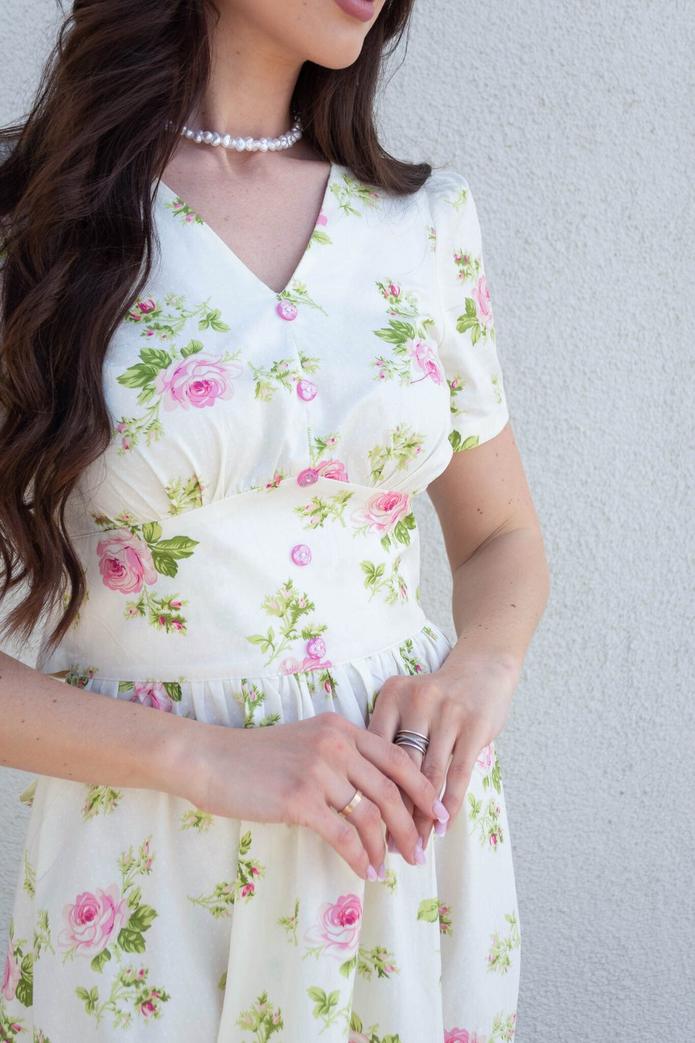 Платье с розами из хлопка