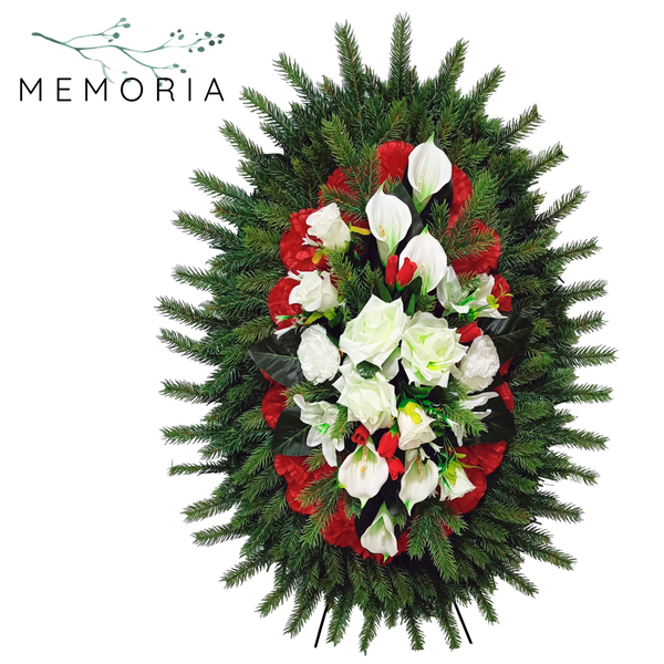 133 Венок ритуальный "Овал с елью" 100 см