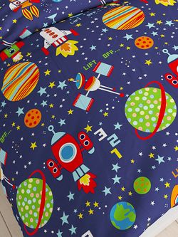 Постельное белье Сказка "Космос" 2-спальный Наволочка 70х70 см 2 шт Простынь 240х215 см Пододеяльник 175х215 см, перкаль