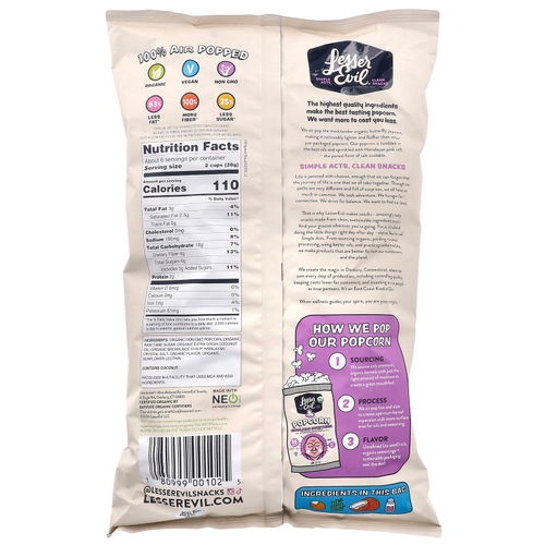 LesserEvil, Попкорн, гималайская сладость, 181 г (6,4 унции)