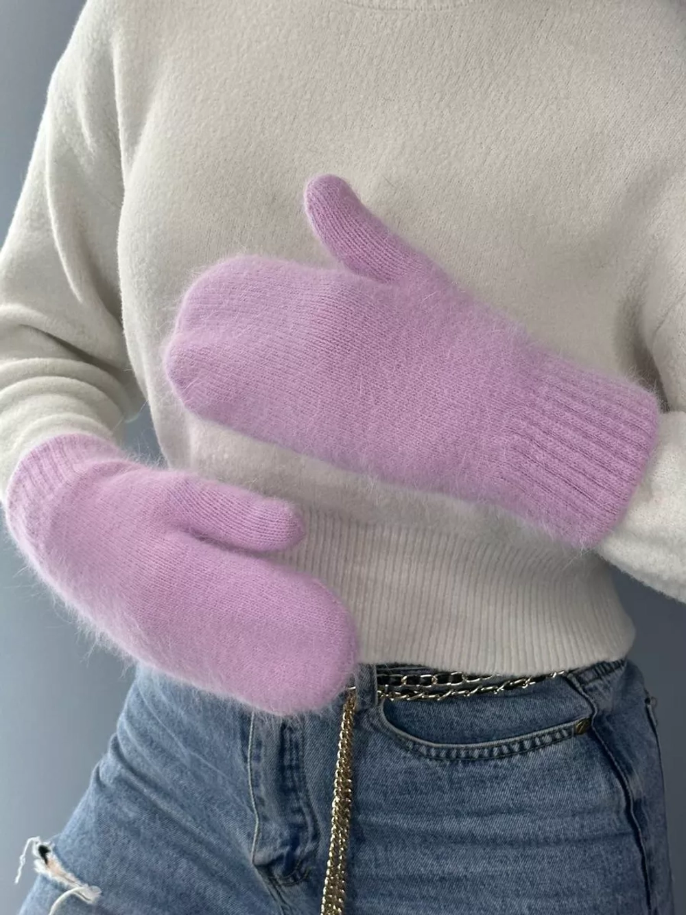 Варежки зимние теплые пушистые ангора