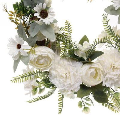 Искусственный цветы венок «Мондиаль» 42см цвет нежно-белый