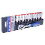 Набор торцевых головок с трещоткой 1/4", шестигранные, 4-13 мм, 11 предметов МАСТАК 0-2011H