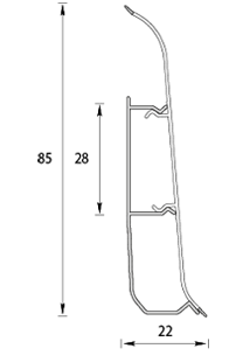 Плинтус ПВХ Идеал Классик 001 Белый с цельной лицевой частью 2200х85х22 мм