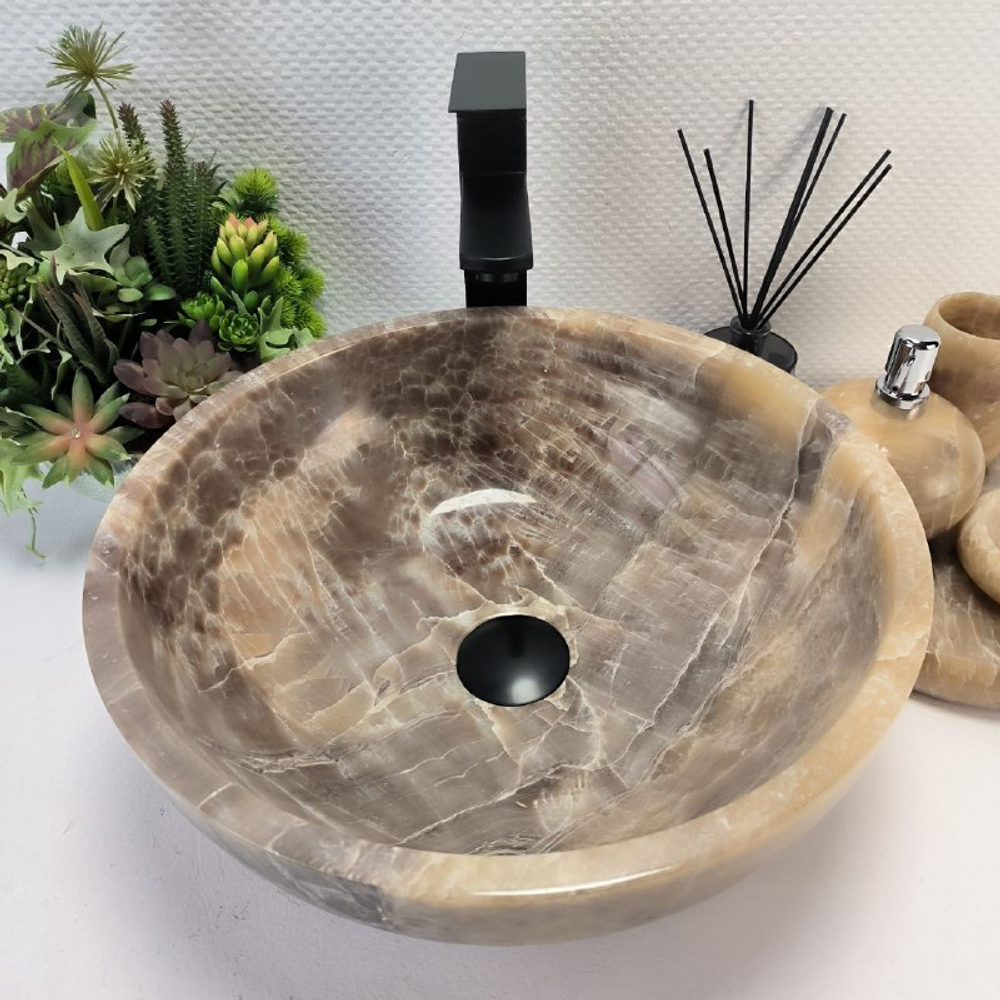 Раковина из оникса Bowl Grey TinLip BO-62932 40*40*15 44