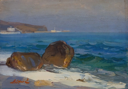 Картина Стрелова А.Е. "Камни освещенные солнцем" картон/масло 41х50