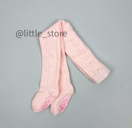 Колготки хлопковые "Полоска" со стоперами, Нежно-розовые