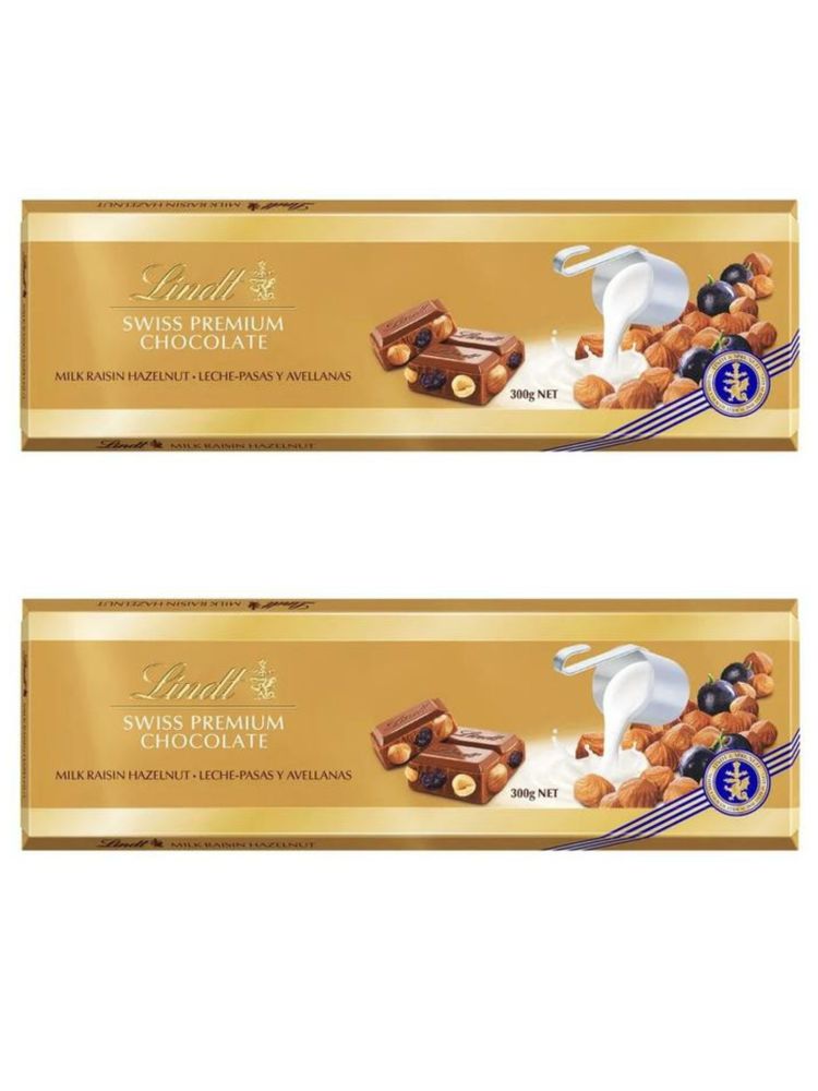 Молочный шоколад Lindt Фундук и изюм 300 г x 2 шт