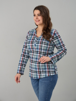 Блузка БЛ-22/клеткасерый-индигокрасный