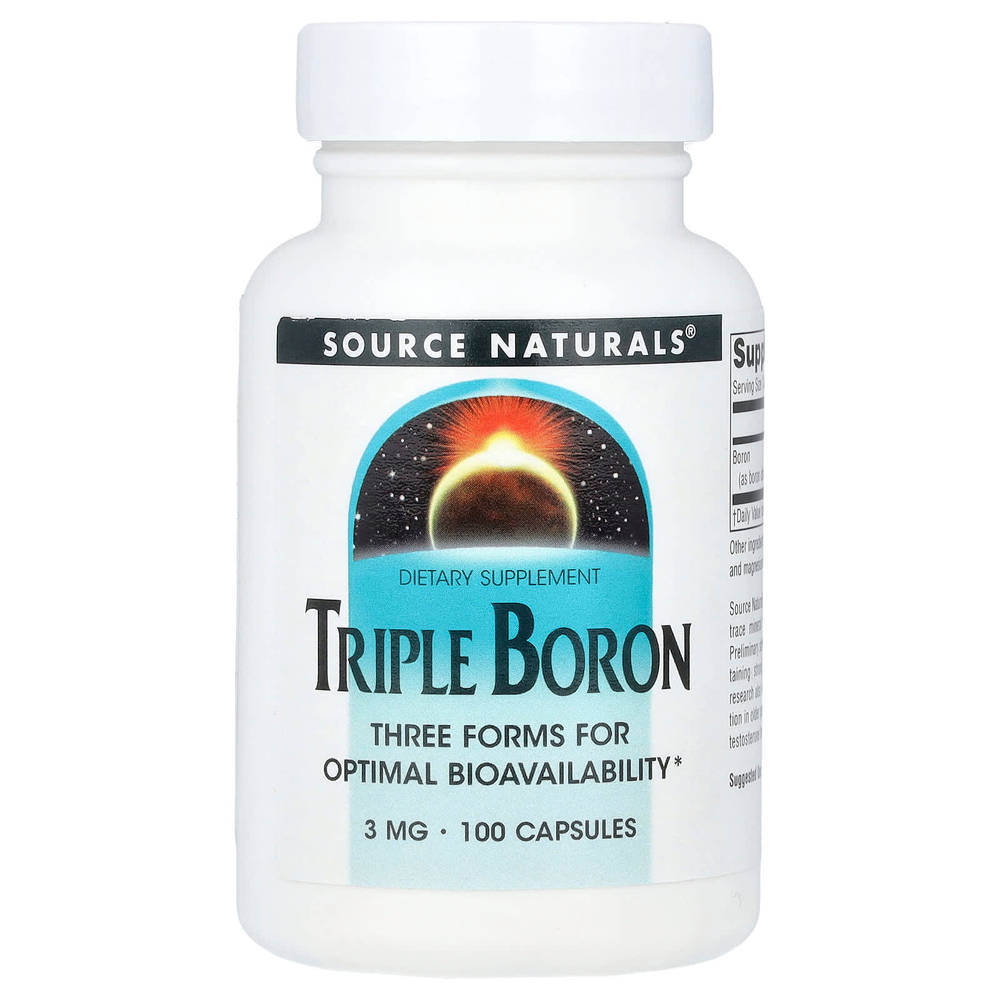 Source Naturals, Тройной бор, 3 мг, 100 капсул