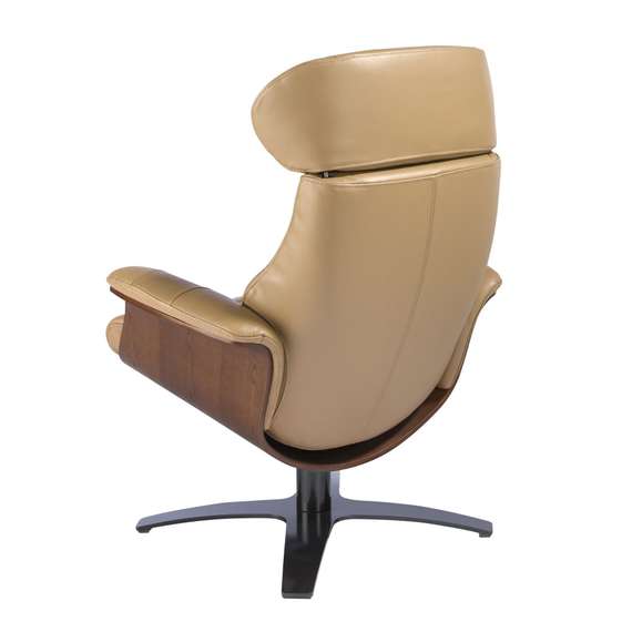 Кресло-реклайнер Angel Cerda A928 бежевая кожа и шпон ореха