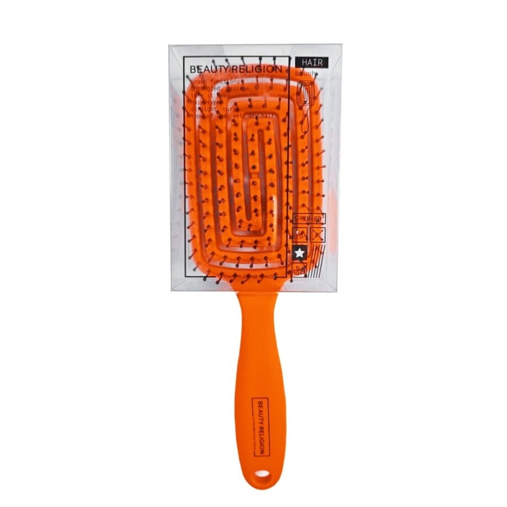 [BEAUTY RELIGION] Расческа массажная/распутывающая ОРАНЖЕВАЯ Massage Brush orange, 1 шт